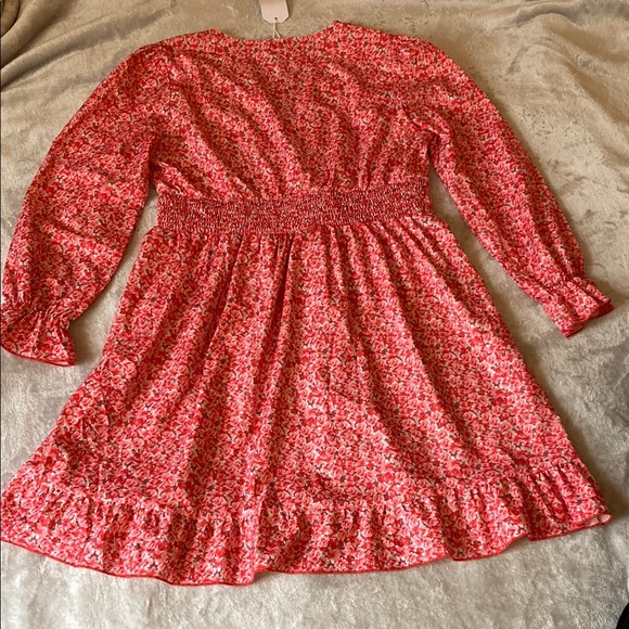 Pink Red Floral V-Neck Dress - Picture 7 of 7